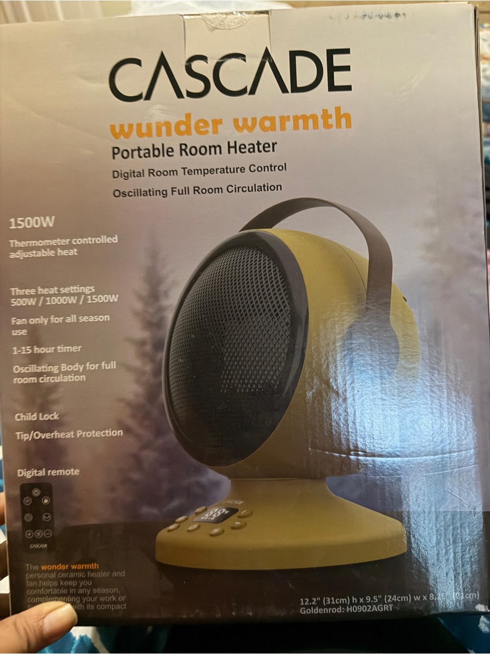 Cascade Wunder Warmth Portable Room Heater - Gold